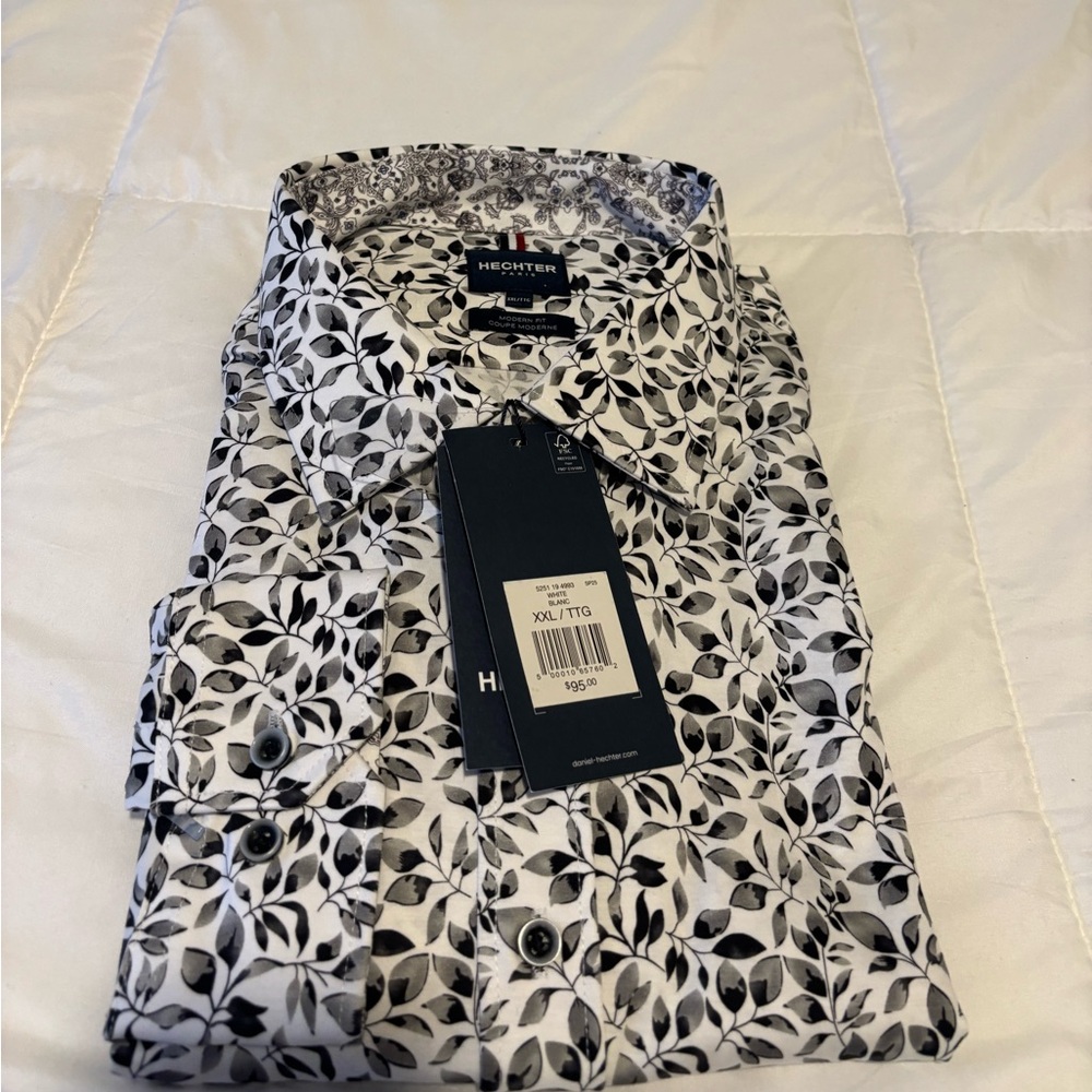 Daniel Hechter Monochrome Leaf Print Shirt